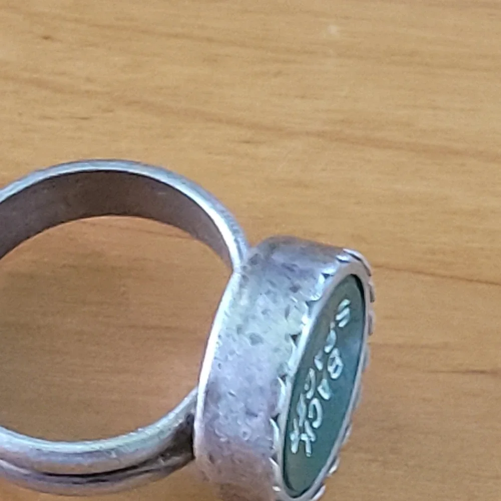 Vintage Typewriter Key Ring Back Spacer Sterling Silver 925 Green Size 7.25